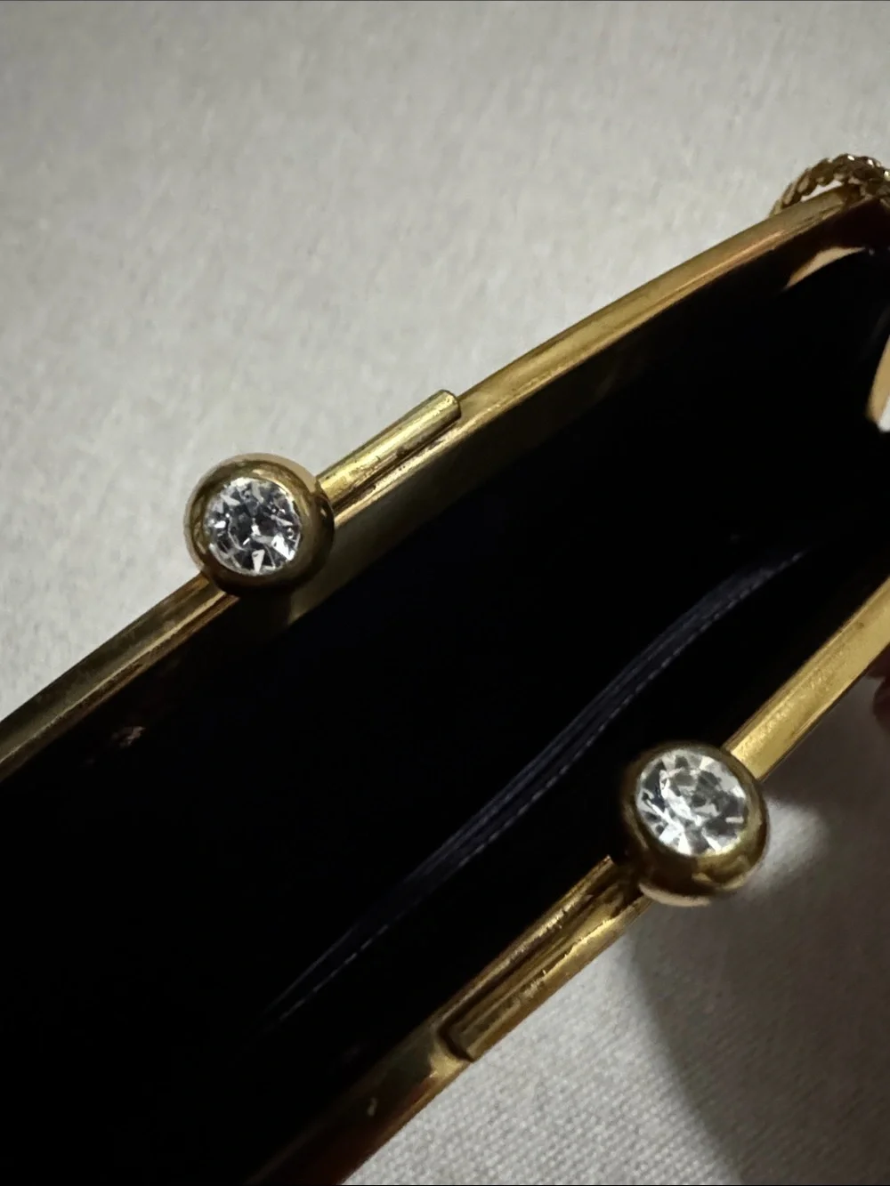 MM Peau De Faille Vintage Clutch/Strap-Bag-Navy/GoldTone Metal- Kisslock